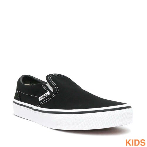 VANS SHOES バンズ シューズ スニーカー スリッポン（子供用） KID'S CLASSIC SLIP ON BLACK/WHITE（US企画） スケートボード スケボー 1