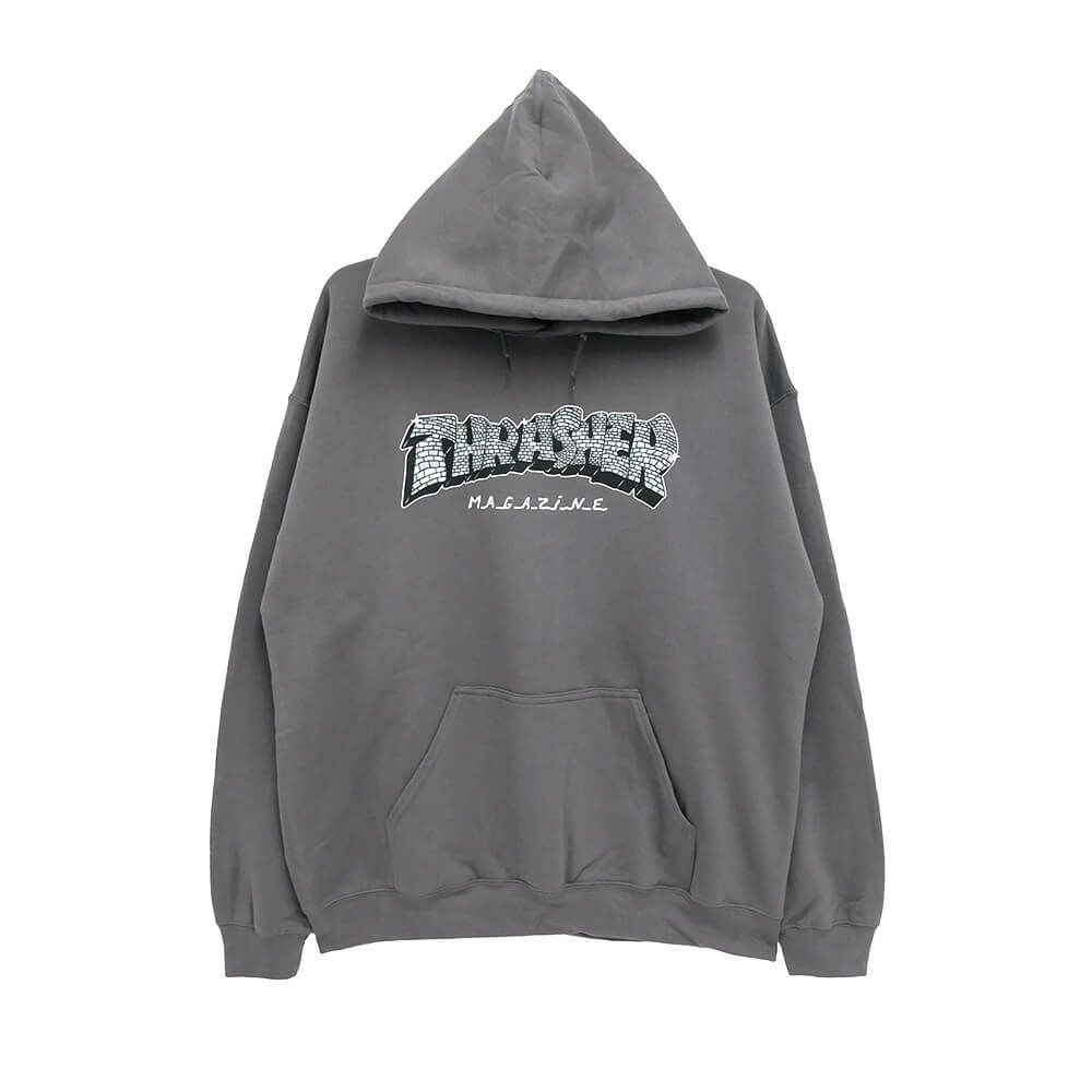 THRASHER HOOD スラッシャー パーカー DISCO BY SPANKY CHARCOAL（US企画） スケートボード スケボー 