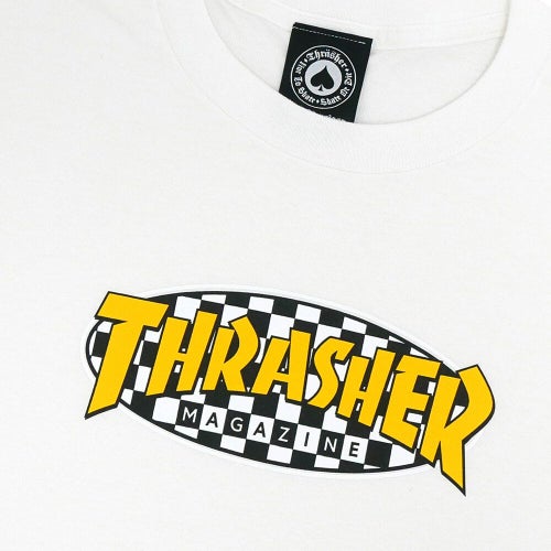 THRASHER T-SHIRT スラッシャー Tシャツ CHECKERED OVAL WHITE（US企画） スケートボード スケボー 1