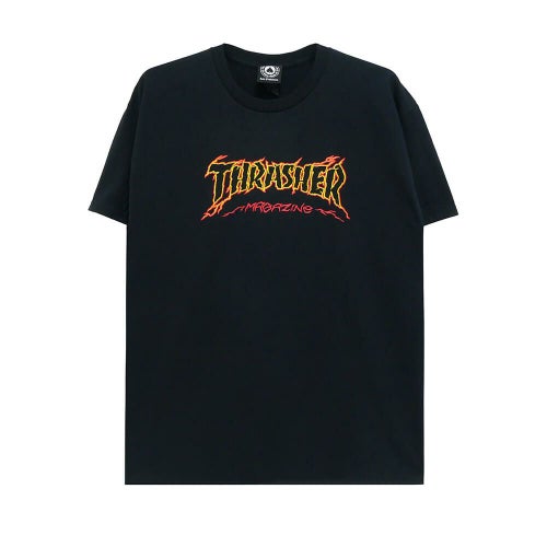THRASHER T-SHIRT スラッシャー Tシャツ CRACKED BY EXTEENAGER BLACK（US企画） スケートボード スケボー 