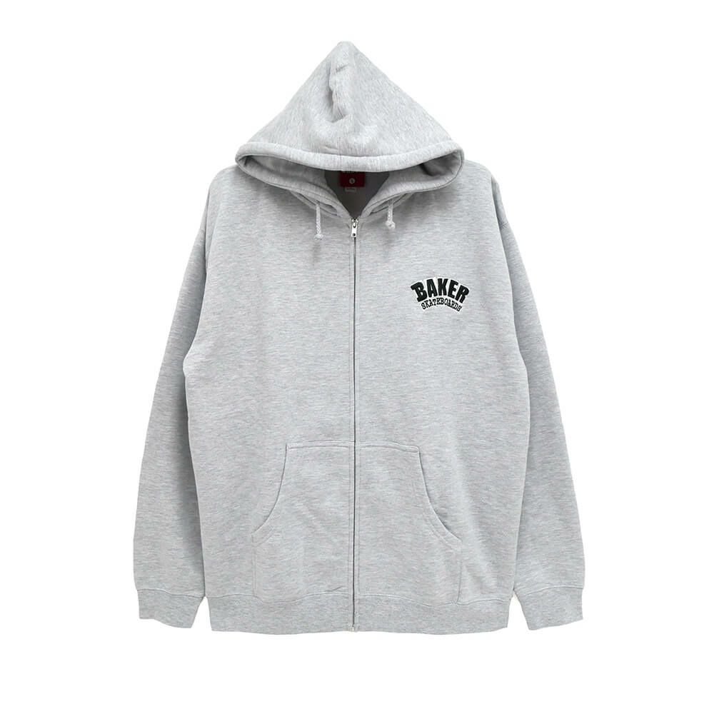 BAKER HOOD ベイカー パーカー ARCH LOGO ZIPUP GREY スケートボード スケボー 