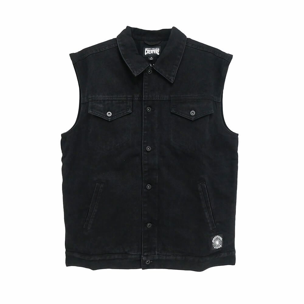 CREATURE JACKET クリーチャー ジャケット RESURRECTION DENIM VEST BLACK スケートボード スケボー 1