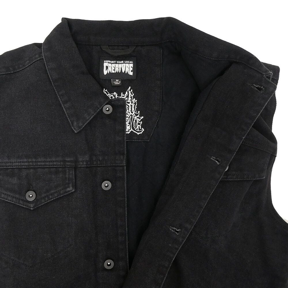 CREATURE JACKET クリーチャー ジャケット RESURRECTION DENIM VEST BLACK スケートボード スケボー 2