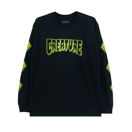 CREATURE LONG SLEEVE クリーチャー ロングスリーブTシャツ BONEHEAD GLITCH BLACK スケートボード スケボー 