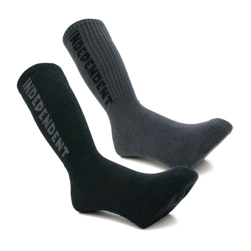  INDEPENDENT SOCKS インディペンデント ソックス 靴下 BASELINE 2 PACK BLACK/CHARCOAL スケートボード スケボー 