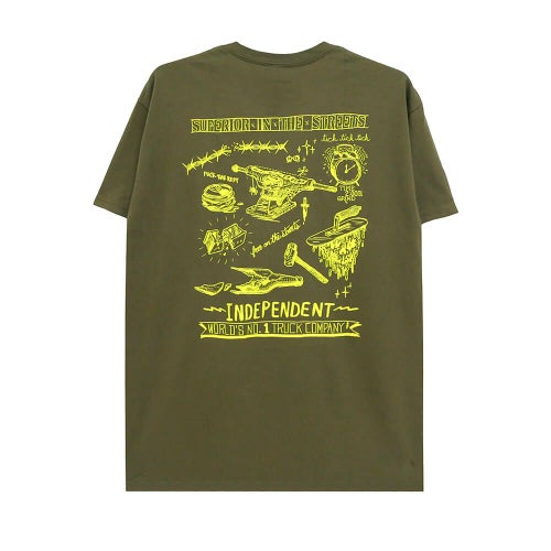  INDEPENDENT T-SHIRT インディペンデント Tシャツ BRATRUD NOTEBOOK OLIVE スケートボード スケボー 