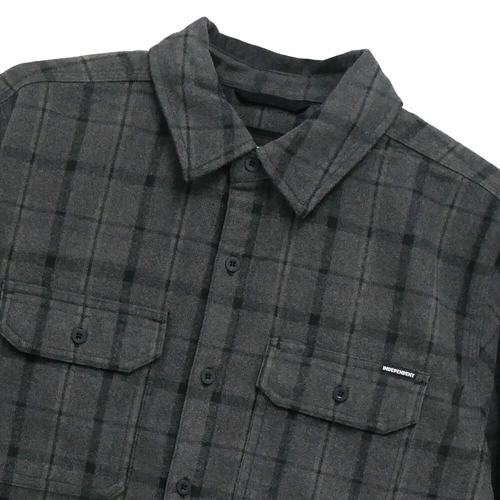  INDEPENDENT LONG SLEEVE インディペンデント 長袖シャツ BELMONT FLANNEL SHIRTS BLACK/GREY スケートボード スケボー 1