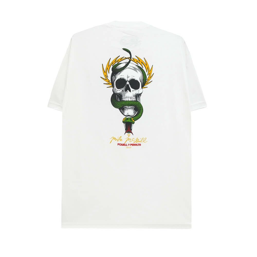 POWELL PERALTA T-SHIRT パウエルペラルタ Tシャツ McGILL SKULL & SNAKE WHITE スケートボード スケボー 