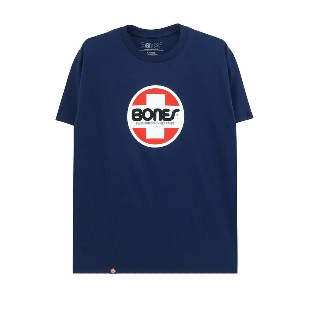 BONES T-SHIRT ボーンズ Tシャツ SWISS OG CIRCLE NAVY スケートボード スケボー 