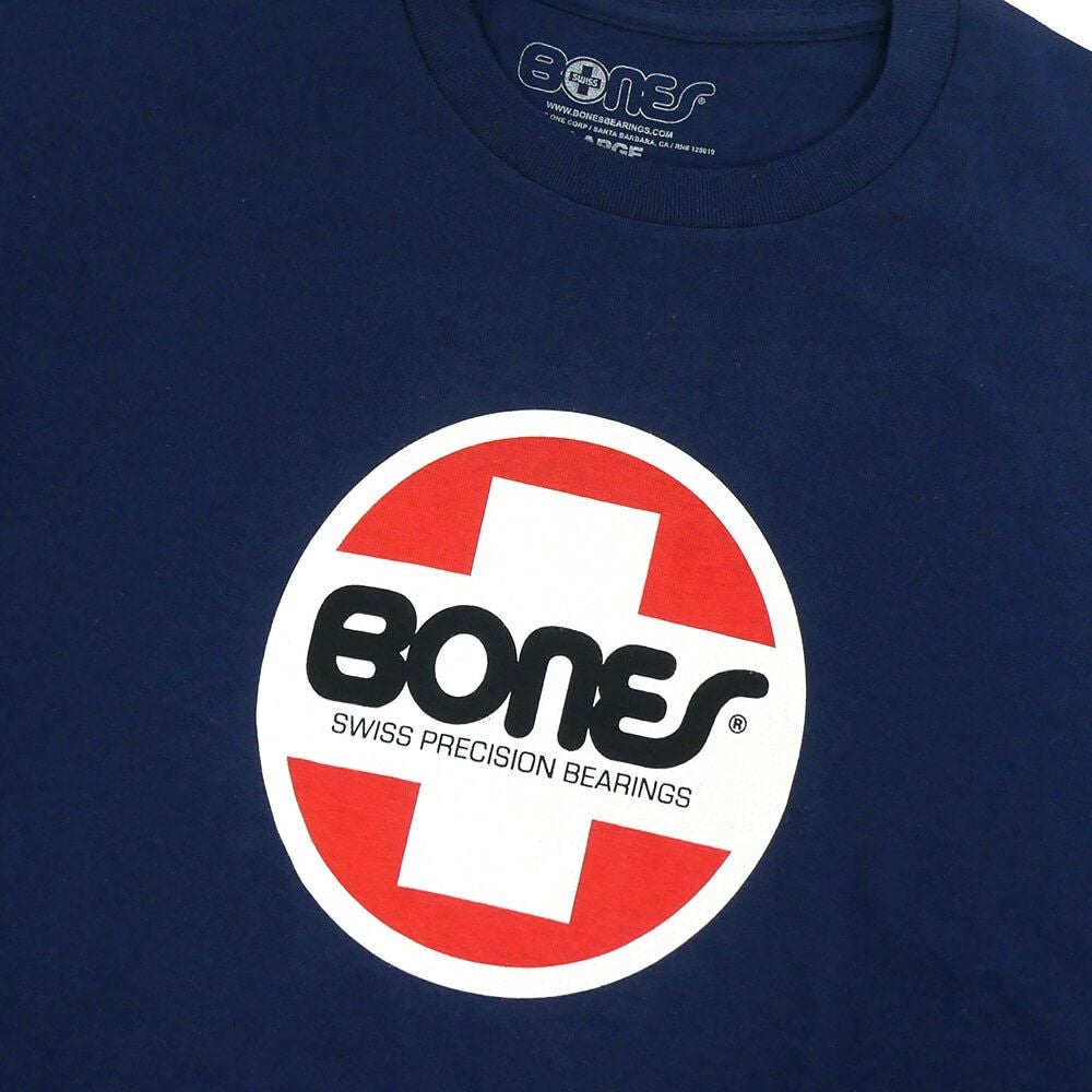 BONES T-SHIRT ボーンズ Tシャツ SWISS OG CIRCLE NAVY スケートボード