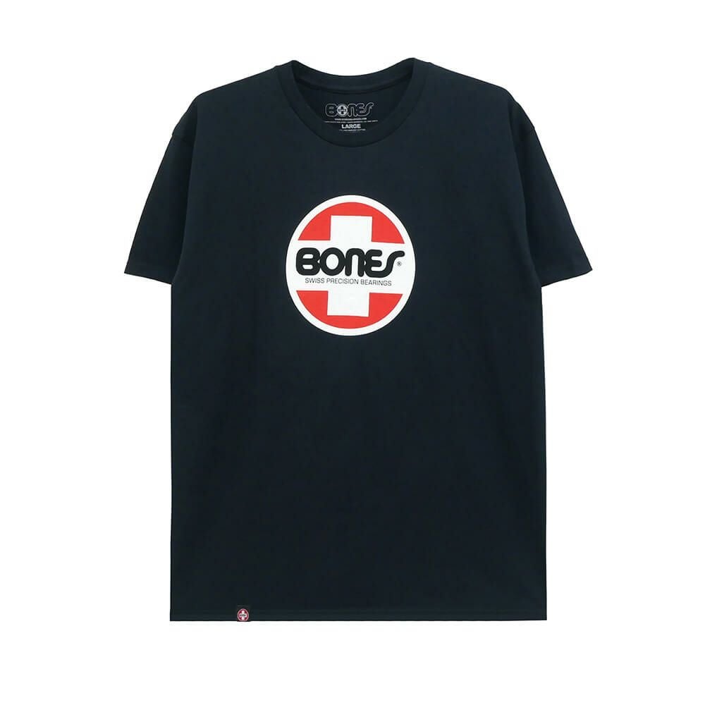 BONES T-SHIRT ボーンズ Tシャツ SWISS CIRCLE BLACK スケートボード