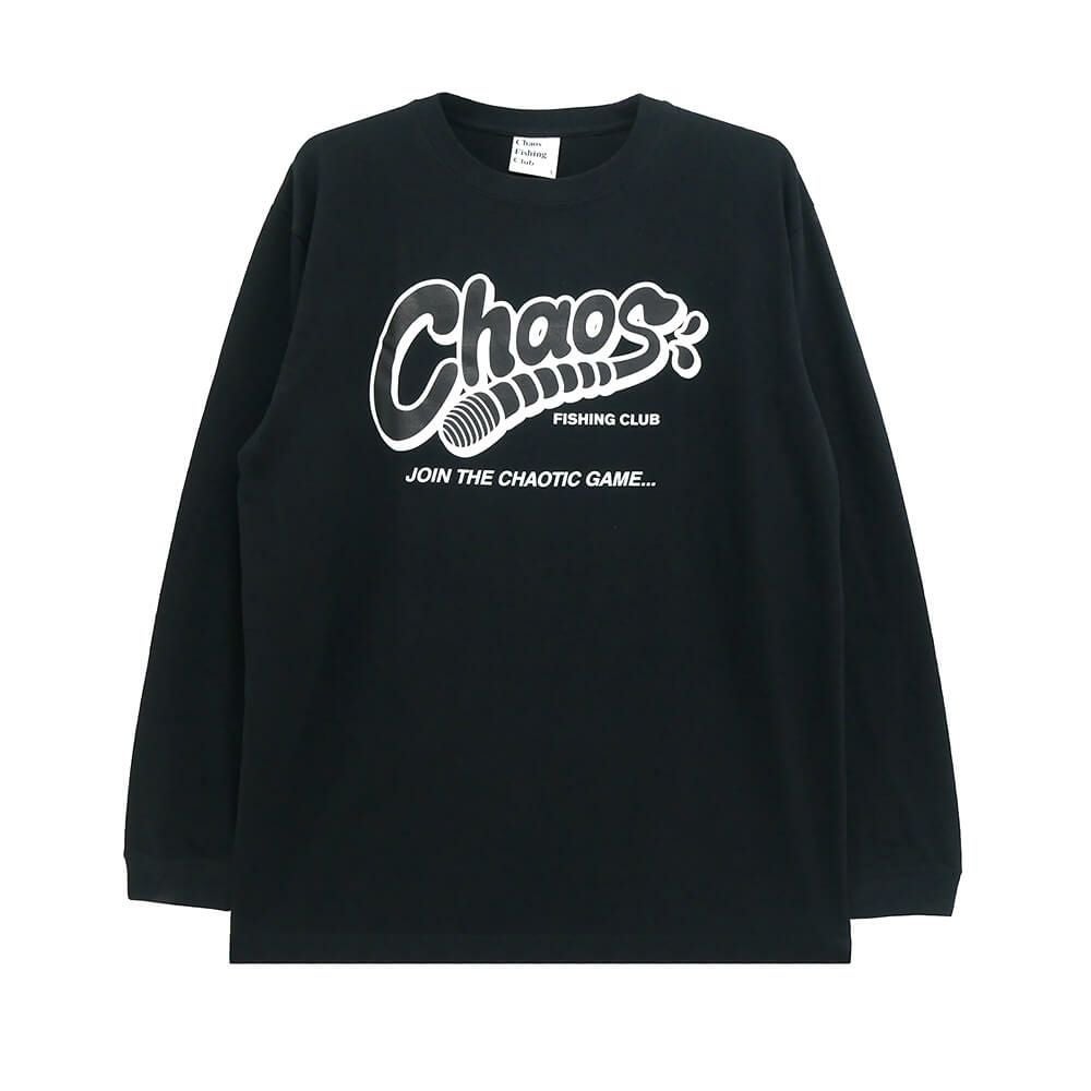 CHAOS FISHING CLUB LONG SLEEVE カオスフィッシングクラブ ロングスリーブTシャツ WORM LOGO BLACK スケートボード スケボー 
