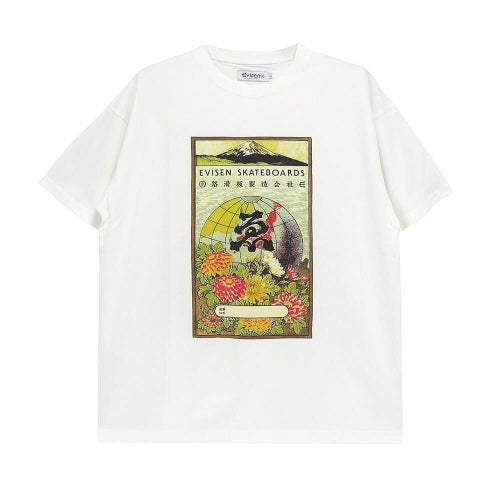EVISEN T-SHIRT エビセン Tシャツ GLOBE LABEL WHITE スケートボード スケボー 
