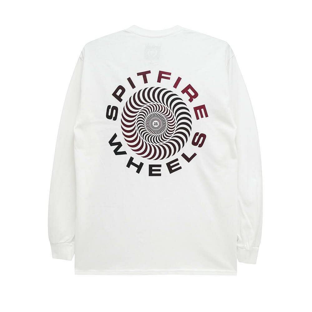 SPITFIRE LONG SLEEVE スピットファイヤー ロングスリーブTシャツ CLASSIC '87 SWIRL FADE FILL WHITE スケートボード スケボー 