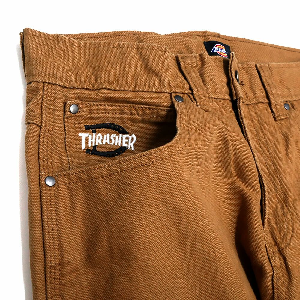 DICKIES SKATEBOARDING PANTS ディッキーズ スケートボーディング パンツ ジーンズ DICKIES x THRASHER DOUBLE KNEE BROWN スケートボード スケボー 1