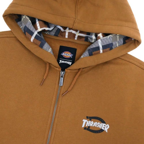 DICKIES SKATEBOARDING HOOD ディッキーズスケートボーディング パーカー DICKIES x THRASHER ZIP THROUGH BROWN スケートボード スケボー 1