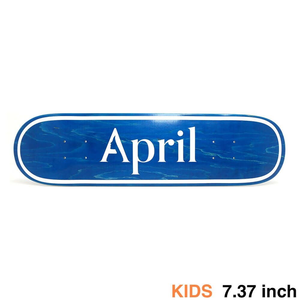 【新作KIDS用】April エイプリル スケートボードデッキ7.375” APRIL DECK エイプリル デッキ（子供用） TEAM OG LOGO BLUE INVERT