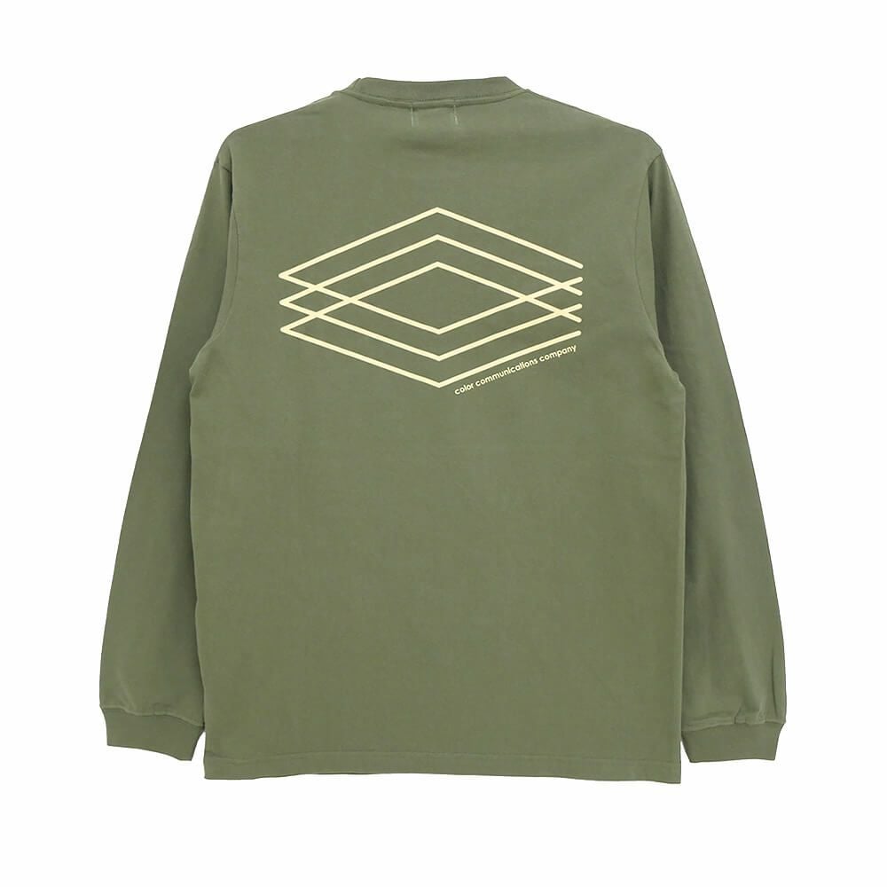COLOR COMMUNICATIONS LONG SLEEVE カラーコミュニケーションズ ロングスリーブTシャツ 3C DIAMONDS LIGHT OLIVE スケートボード スケボー 