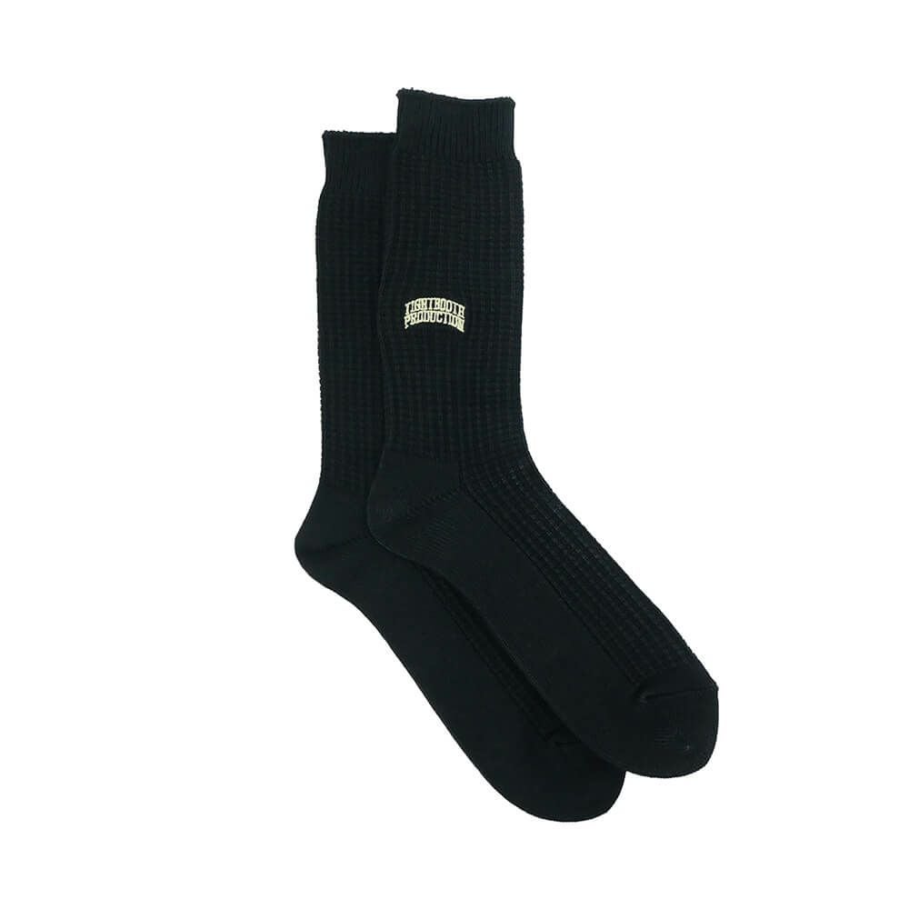 TIGHTBOOTH（TBPR）SOCKS タイトブース ソックス 靴下 WAFFLE BLACK スケートボード スケボー 3
