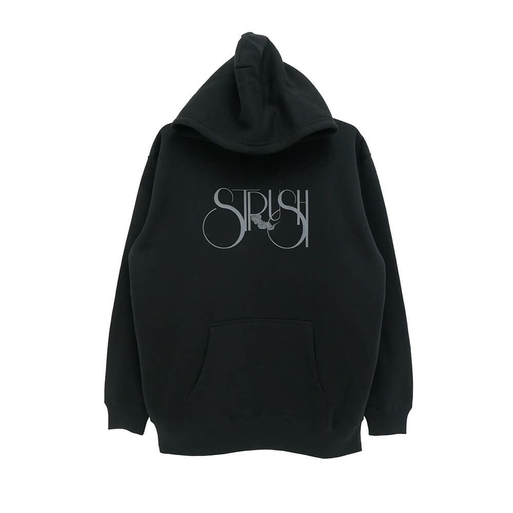 STRUSH HOOD ストラッシュ パーカー SMOKE LOGO BLACK スケートボード スケボー 