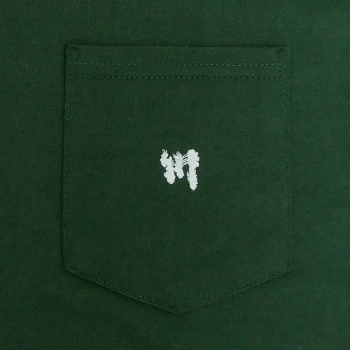 KAWA T-SHIRT 川 Tシャツ 川 LOGO 1POINT POCKET GREEN/WHITE スケートボード スケボー 2