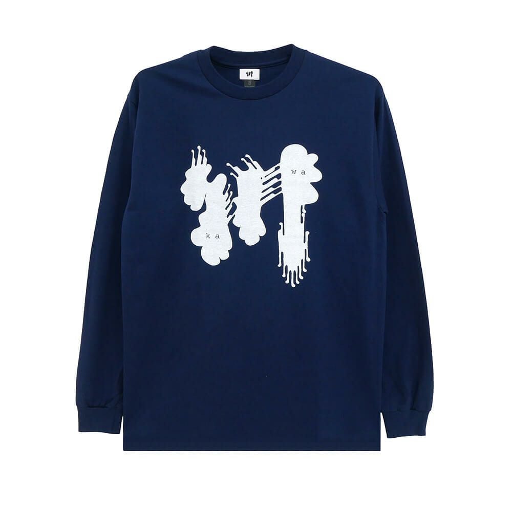 KAWA LONG SLEEVE 川 ロングスリーブTシャツ 川 BIG LOGO NAVY/WHITE スケートボード スケボー 