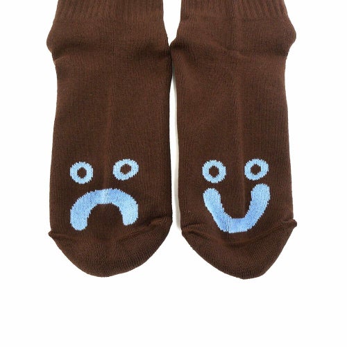 POLAR SOCKS ポーラー ソックス 靴下 HAPPY SAD RIB BROWN/BLUE スケートボード スケボー 5