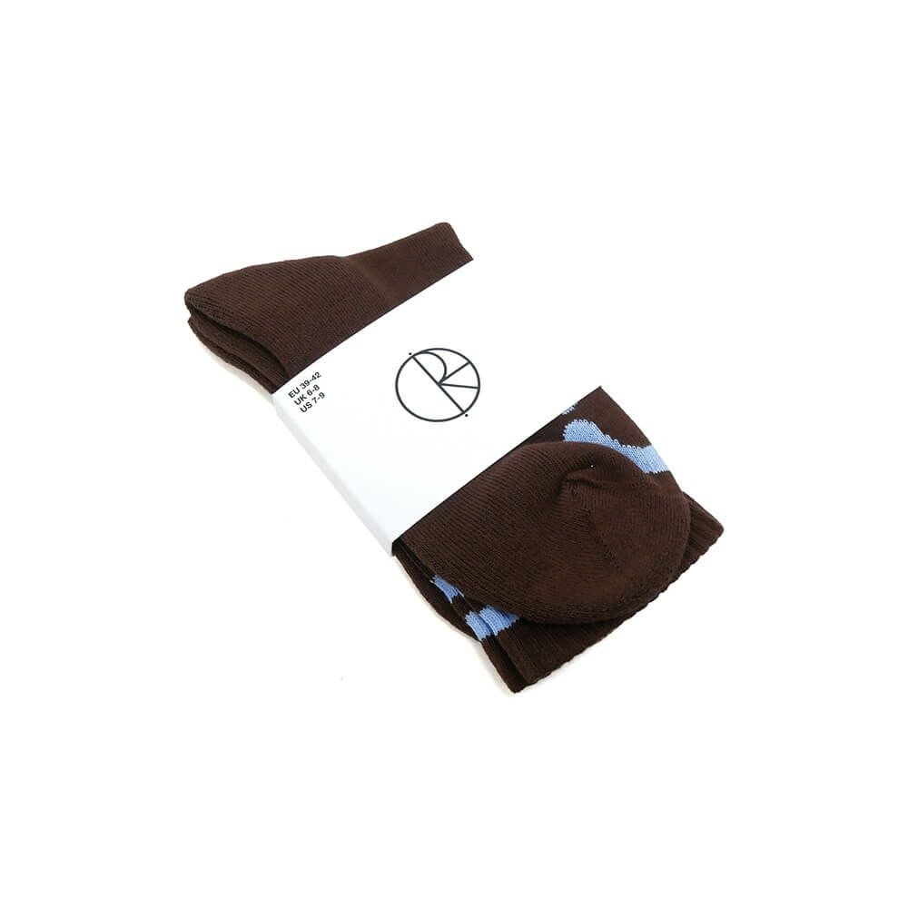 POLAR SOCKS ポーラー ソックス 靴下 HAPPY SAD RIB BROWN/BLUE スケートボード スケボー 6
