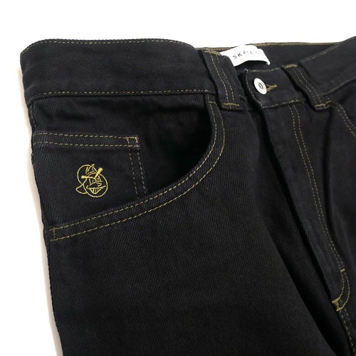 POLAR JEANS ポーラー パンツ ジーンズ 93! DENIM CONTRAST STITCHING BLACK/DARK OLIVE スケートボード スケボー 1