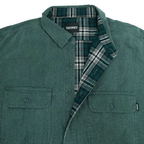 THEORIES LONG SLEEVE セオリーズ 長袖シャツ UNION FLANNEL LINED BUTTON UP SEA GREEN スケートボード スケボー 2