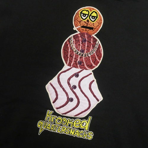 KROOKED HOOD クルキッド パーカー KROOKED x QUARTERSNACKS SNACKMAN BLACK スケートボード スケボー 3