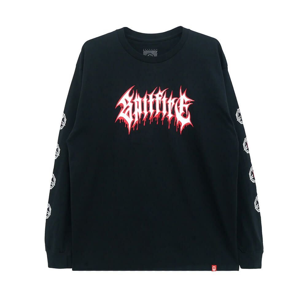 SPITFIRE LONG SLEEVE スピットファイヤー ロングスリーブTシャツ PENTAGRAM DRIP SLEEVE BLACK スケートボード スケボー 