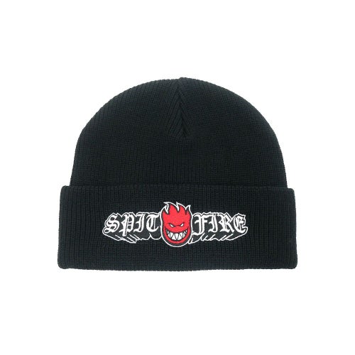 SPITFIRE KNITCAP スピットファイヤー ニットキャップ OLD E DROP BIGHEAD CUFF BEANIE BLACK スケートボード スケボー 