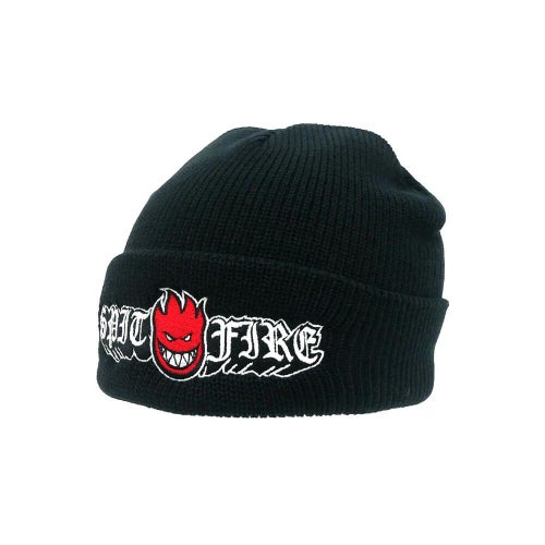 SPITFIRE KNITCAP スピットファイヤー ニットキャップ OLD E DROP BIGHEAD CUFF BEANIE BLACK スケートボード スケボー 1