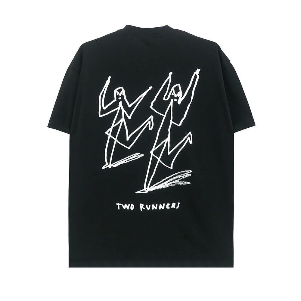 POLAR T-SHIRT ポーラー Tシャツ TWO RUNNERS BLACK スケートボード スケボー 