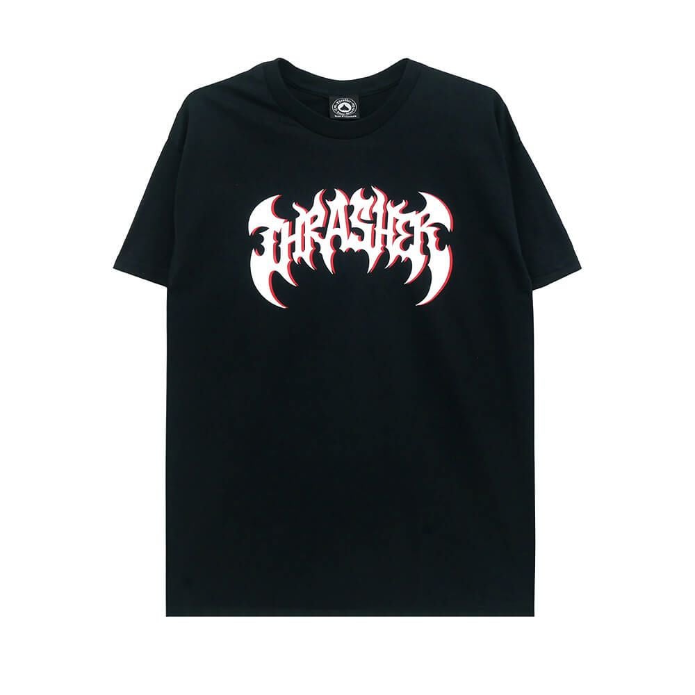 THRASHER T-SHIRT スラッシャー Tシャツ HEAVY METAL BLACK（US企画） スケートボード スケボー 