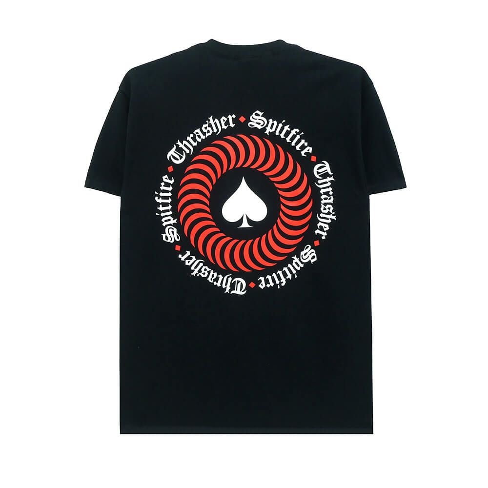 THRASHER T-SHIRT スラッシャー Tシャツ THRASHER x SPITFIRE THE END OATH BLACK（US企画） スケートボード スケボー 