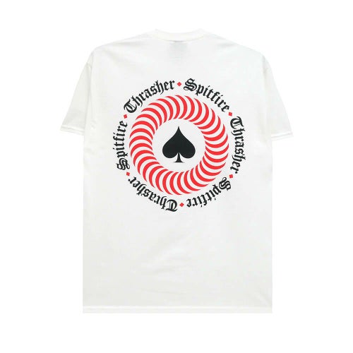 THRASHER T-SHIRT スラッシャー Tシャツ THRASHER x SPITFIRE THE END OATH WHITE（US企画） スケートボード スケボー 