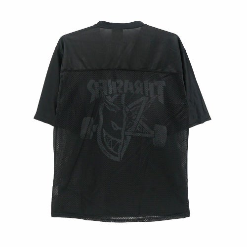 THRASHER SHORT SLEEVE SHIRTS スラッシャー 半袖シャツ THRASHER x SPITFIRE THRASH & BURN FOOTBALL JERSEY BLACK スケートボード スケボー 3