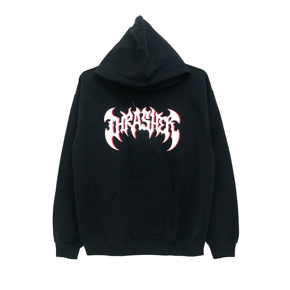 THRASHER HOOD スラッシャー パーカー HEAVY METAL BLACK（US企画） スケートボード スケボー 