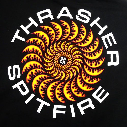 THRASHER HOOD スラッシャー パーカー THRASHER x SPITFIRE CLASSIC SWIRL BLACK（US企画） スケートボード スケボー 3
