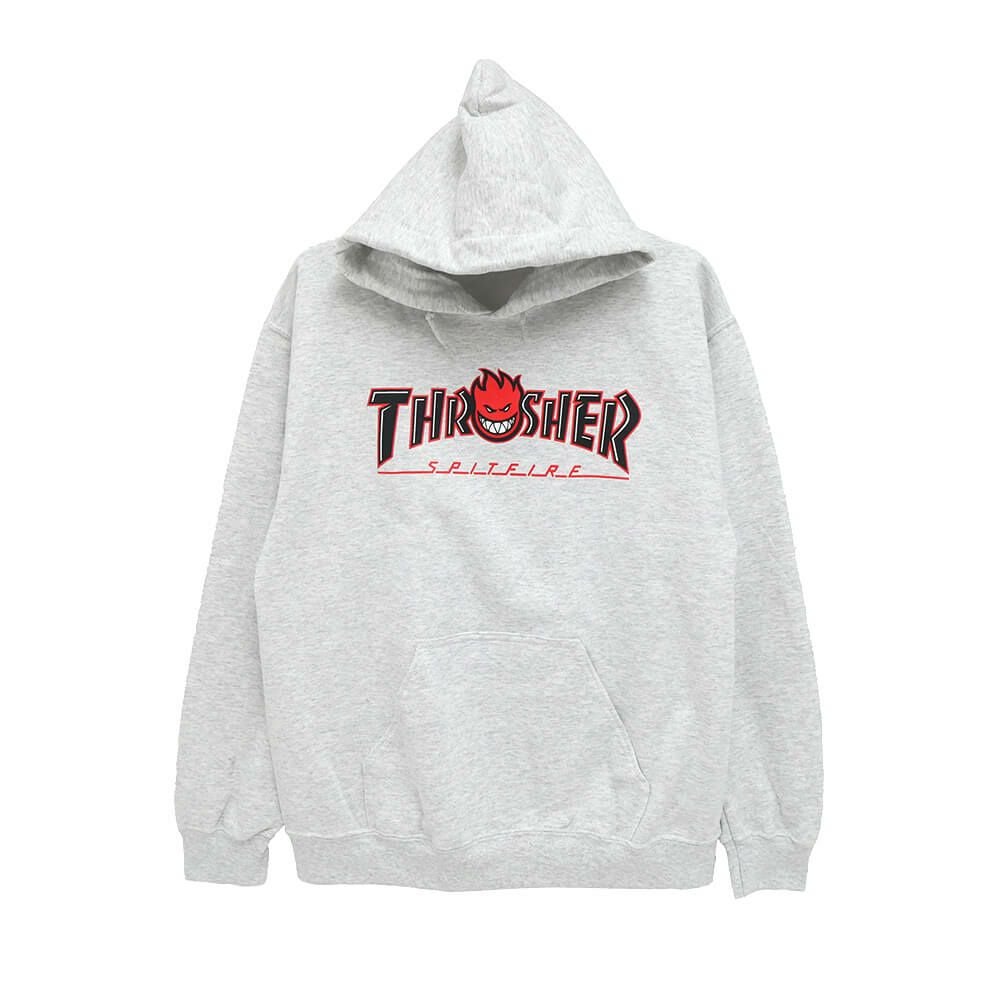 THRASHER HOOD スラッシャー パーカー THRASHER x SPITFIRE BIGHEAD OUTLINE ASH（US企画） スケートボード スケボー 