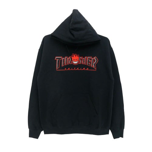 THRASHER HOOD スラッシャー パーカー THRASHER x SPITFIRE BIGHEAD OUTLINE BLACK（US企画） スケートボード スケボー 