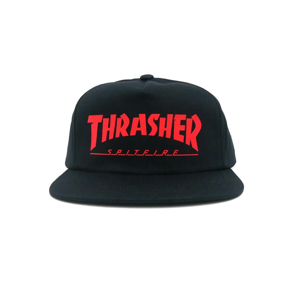 THRASHER CAP スラッシャー キャップ THRASHER x SPITFIRE SNAPBACK BLACK（US企画） スケートボード スケボー 1