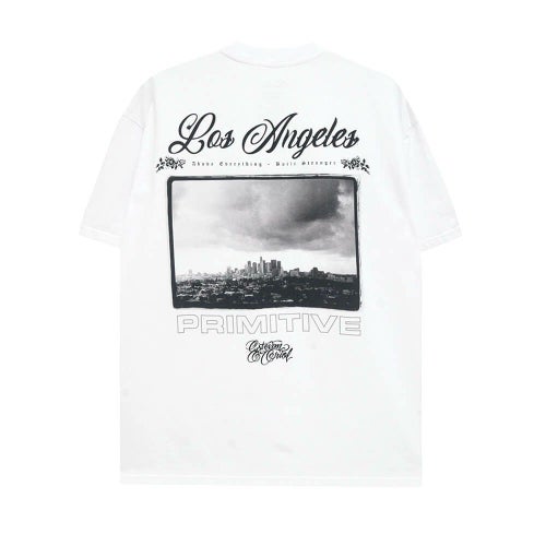 PRIMITIVE T-SHIRT プリミティブ Tシャツ CITY OF LOS ANGELES HW WHITE スケートボード スケボー 