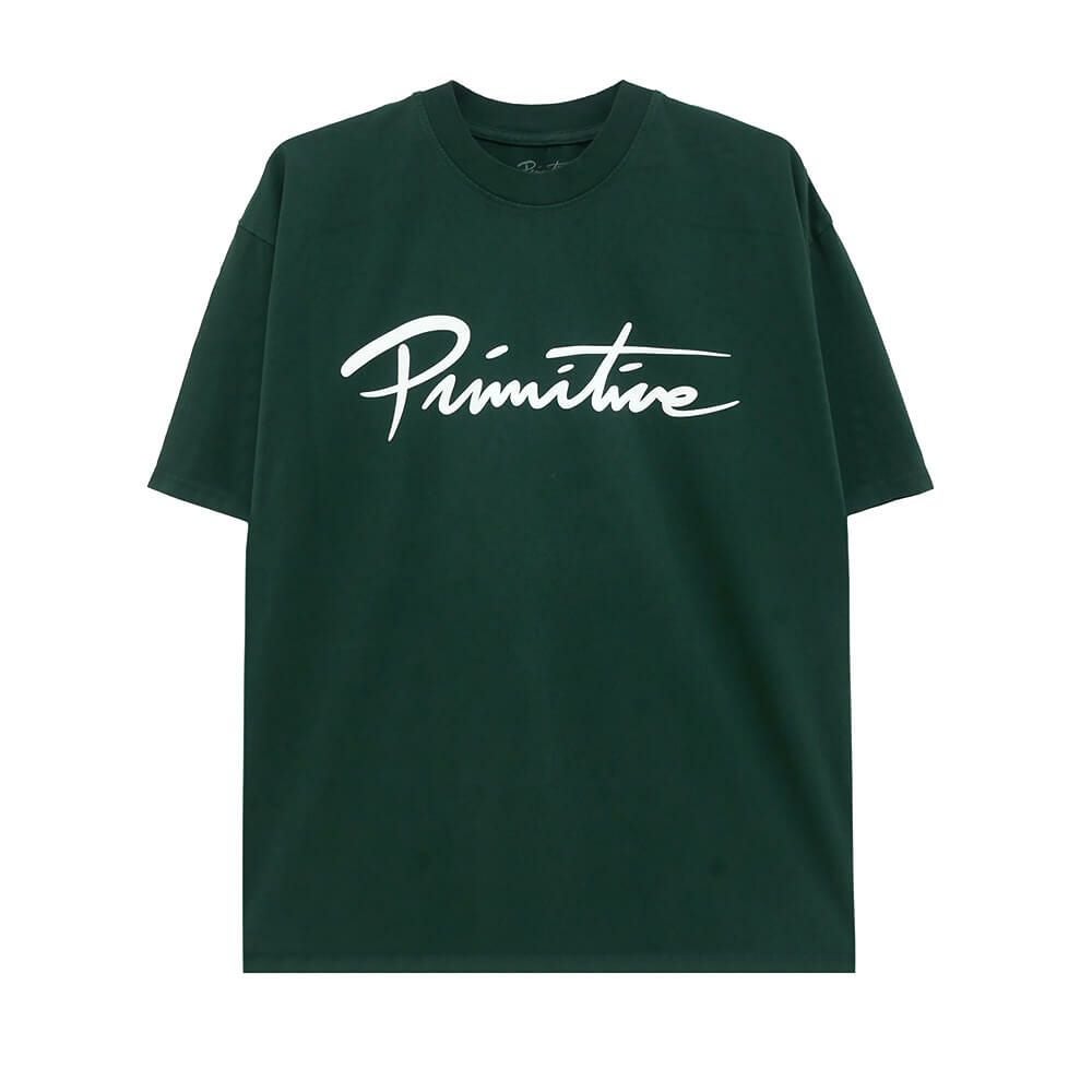 PRIMITIVE T-SHIRT プリミティブ Tシャツ NUEVO SCRIPT HW FOREST GREEN スケートボード スケボー 
