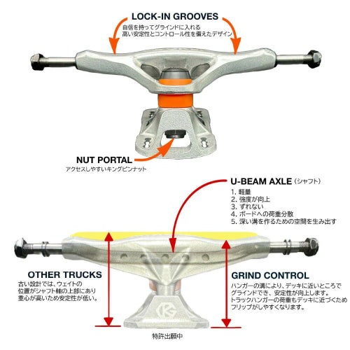 GRIND KING TRUCK グラインドキング トラック LOCKER 8.0 シルバー スケートボード スケボー 9