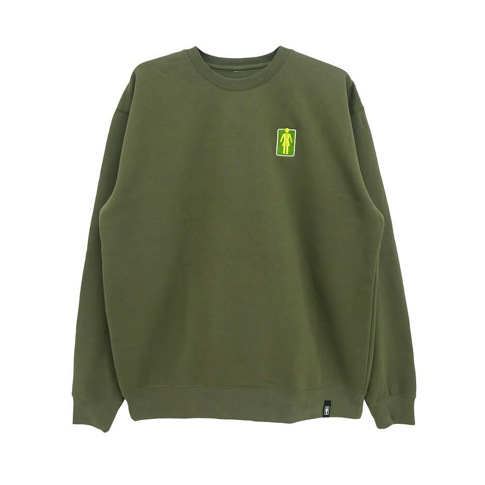 GIRL CREW SWEAT ガール トレーナー 93 TIL LOVERS OG OLIVE スケートボード スケボー 
