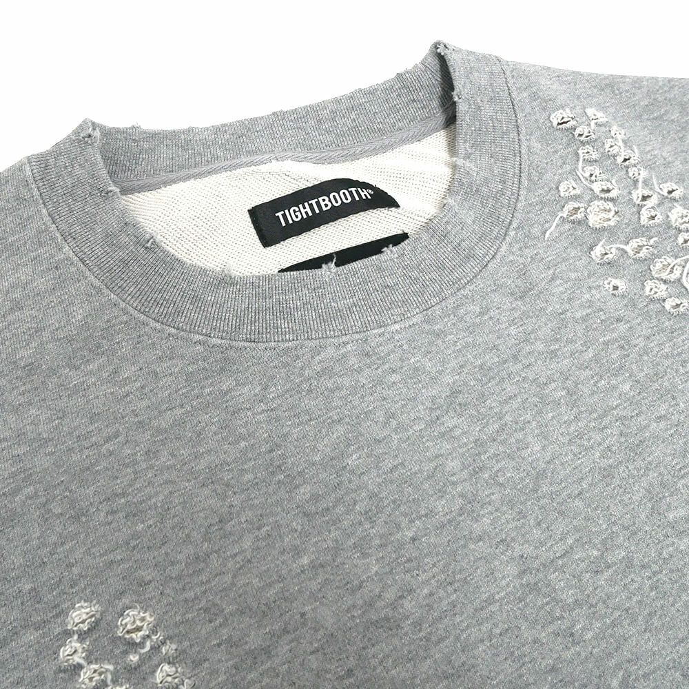 TIGHTBOOTH（TBPR） CREW SWEAT タイトブース トレーナー TBPR x DELUXE DAMAGE GREY スケートボード スケボー 1