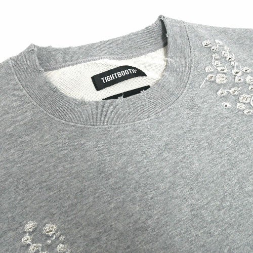 TIGHTBOOTH（TBPR） CREW SWEAT タイトブース トレーナー TBPR x DELUXE DAMAGE GREY スケートボード スケボー 1